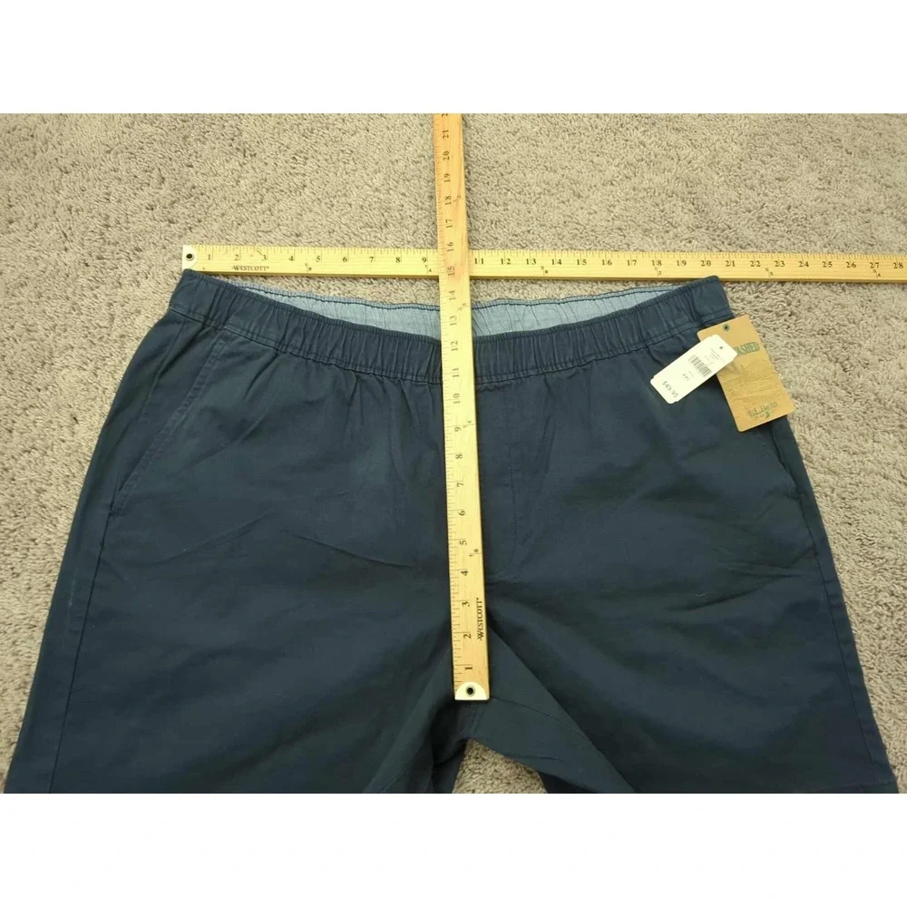 L.L.Bean Shorts Mens 2XL Navy Blue Elastic‎ Waist Washed Casual Chino Pockets